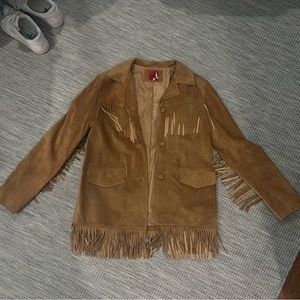 100% Leather Suede Fringe Jacket Size Small